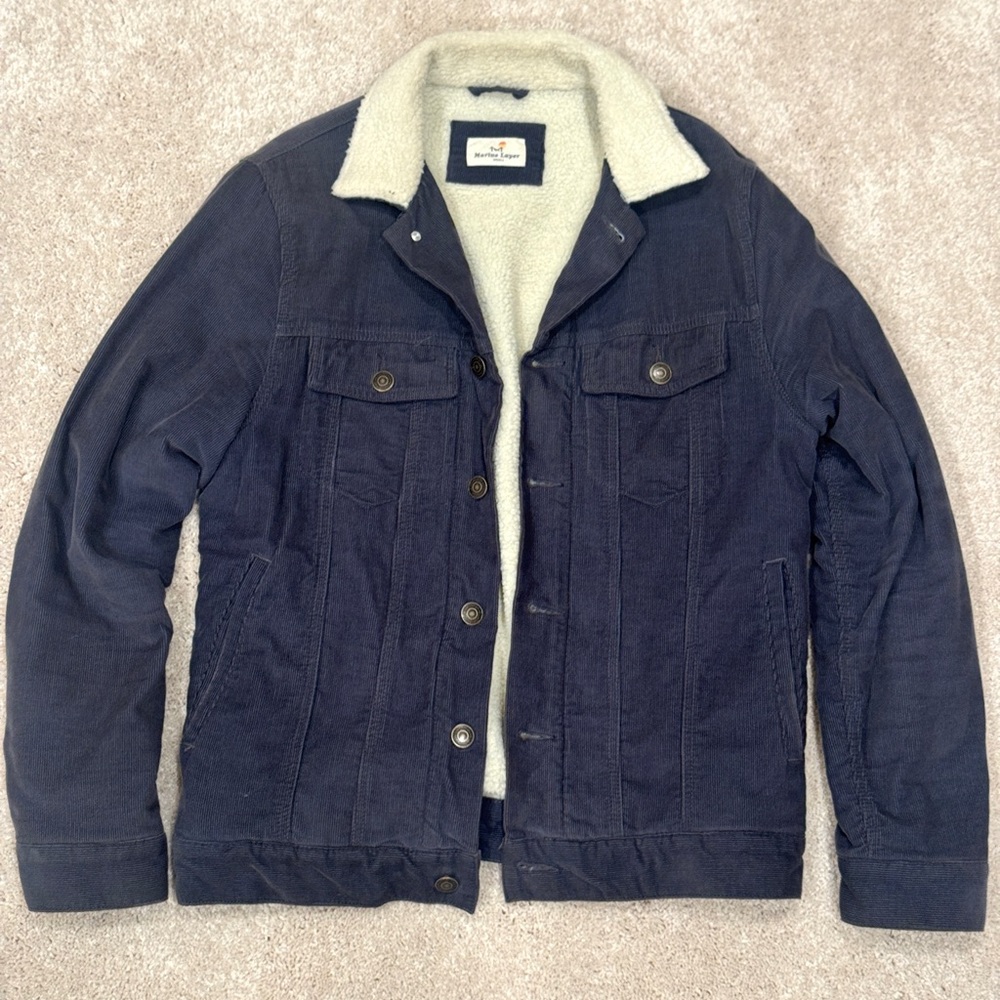 Men's Marine Layer Navy Jacket with Sherpa Lining